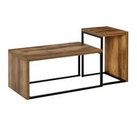 HOMCOM Lot de 2 Tables Basses gigognes Design Industriel encastrable dim. Grande Table 90L x 48l x 42H cm métal Noir Aspect Vieux Bois