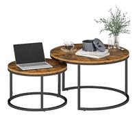 HOMCOM Lot de 2 Tables Basses Gigognes Empilable Brun Rustique