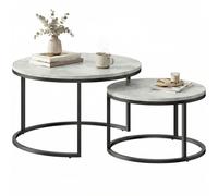 HOMCOM Lot de 2 tables basses gigognes empilable design industriel pieds en métal gris