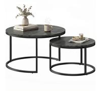 HOMCOM Lot de 2 tables basses gigognes empilable design industriel pieds en métal noir