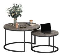 HOMCOM Lot de 2 tables basses gigognes empilable design industriel plateau imitation ciment pieds en métal gris