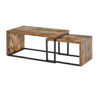 HOMCOM - Lot de 2 tables basses gigognes - Panneaux de partiucules - 90x48x42cm - Brun avec veinage, Noir