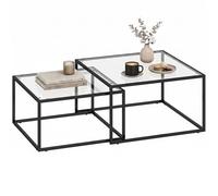 Tables basses gigognes - HOMCOM - plateau en verre trempé et structure en métal - 75 x 75 x 42 cm - noir
