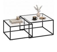 Tables basses gigognes - HOMCOM - plateau en verre trempé et structure en métal - 75 x 75 x 42 cm - noir