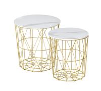 HOMCOM Lot de 2 tables basses gigognes table basse ronde encastrables style néo-rétro