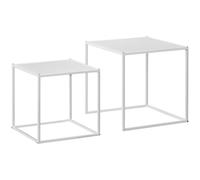 HOMCOM Lot de 2 Tables Basses Gigognes, Tables Gigognes de Salon Blanc Mat | Modulables, Acier, Style Industriel