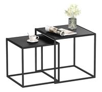 HomCom Lot de 2 tables basses gigognes modulables en acier style industriel noir mat 40/35 cm