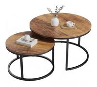 HOMCOM Lot de 2 tables basses rondes - 60 x 60 x 45 cm - Marron