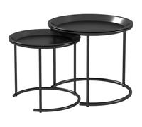 HOMCOM Lot de 2 Tables Basses Rondes empilables pour Salon, Chambre à Coucher, Couloir, Acier, Ø 43/35 cm, Noires