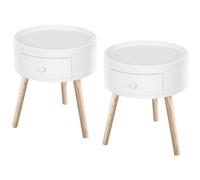 HOMCOM Lot de 2 tables basses - table de chevet - table de nuit ronde - design scandinave table d'appoint bout de canapé
