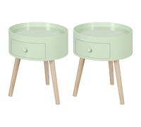 HOMCOM Lot de 2 tables basses - table de chevet - table de nuit ronde - design scandinave table d'appoint bout de canapé