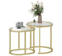 HOMCOM Lot de 2 Tables Basses Tables d'Appoint Gigognes Acier Transparent
