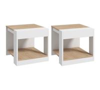 HOMCOM Duo Tables d'Appoint Épurées Blanc et Naturel pour Salon Élégant Aosom France