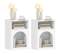 HomCom Lot de 2 tables de chevet – design arqué, compartiments ouverts, MDF 40 x 30 x 60 cm, blanc