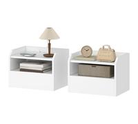 HOMCOM Lot de 2 Tables de Chevet Flottantes avec Station de Charge Tiroir Étagère Ouverte 40x29x29 cm blanc