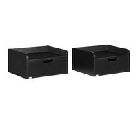 HOMCOM Lot de 2 Tables de Chevet Murales Moderne Noir | Tables de Nuit Suspendues, Tiroir, Plateau à Rebords Surélevés, Chevet de Lit pour Chambre, Salon, 40x30x19,5cm