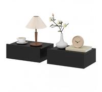 HOMCOM Lot de 2 tables de chevet murales, tables de nuit suspendues avec tiroir coulissant, 40 x 30 x 15 cm, noir