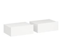 HOMCOM Lot de 2 tables de chevet murales, tables de nuit suspendues avec tiroir coulissant, 40 x 30 x 15 cm, blanc