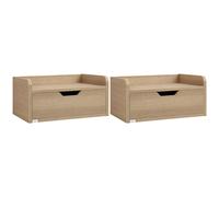 HOMCOM Lot de 2 tables de chevet murales tables de nuit suspendues tiroir plateau aspect bois dim. 40L x 30l x 19,5H cm