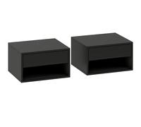 HOMCOM Lot de 2 tables de chevet murales, tables de nuit, tiroir, compartiment ouvert, plateau, 37 x 32 x 21 cm, noir
