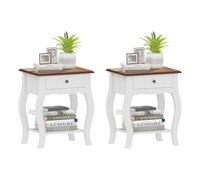 HOMCOM Lot de 2 Tables de Chevet Style français 45x35x55 cm Blanc | Tiroir, étagère ouverte, table de chevet pour chambre à coucher, salon