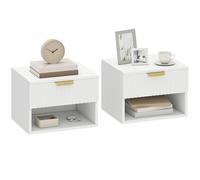 HOMCOM Lot de 2 Tables de Chevet Suspendues 40 x 34 x 29 cm Blanc