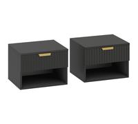 HOMCOM Lot de 2 tables de chevet suspendues, tables de nuit murales avec tiroir et niche, moderne, 40x34x29cm, noir