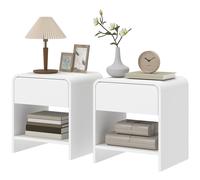 HOMCOM Lot de 2 tables de chevet, table d'appoint moderne avec compartiment ouvert et tiroir, 40 x 35 x 45 cm, blanc