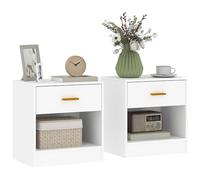 HOMCOM Lot de 2 tables de chevet, table de nuit avec 2 tiroirs et étagères ouvertes, poignée dorée, style moderne, bout de canapé pour chambre à coucher, salon, 39 x 28 x 41 cm, blanc