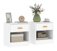 HOMCOM Lot de 2 tables de chevet, table de nuit avec 2 tiroirs et étagères ouvertes, poignée dorée, style moderne, bout de canap