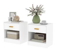 HOMCOM Lot de 2 tables de chevet, table de nuit avec 2 tiroirs et étagères ouvertes, style moderne, 39 x 28 x 41 cm, blanc