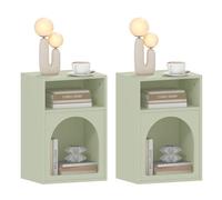 HomCom Tables de chevet Lot de 2 - MDF, design arqué, compartiments ouverts - 40x30x60 cm vert clair