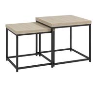 HOMCOM Lot de 2 tables gigognes tables basses carrées tables de salon cadre en acier et plateaux en panneaux de particules