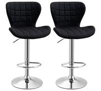 Tabourets de bar - HOMCOM - lot de 2 design contemporain hauteur réglable 59-81 cm pivotant 360° - lin - noir