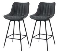 HOMCOM Lot de 2 tabourets de bar, 68 cm, pivotants, avec dossier pour îlot de cuisine, salle à manger, Noir
