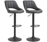 HOMCOM Lot de 2 tabourets de bar avec repose-pieds hauteur réglable et pivotant revêtement synthétique 44 x 49 x 90-110 cm noir