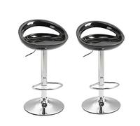 HOMCOM Lot de 2 tabourets de Bar, chaises de Bar réglable en Hauteur, Chaise Haute Cuisine avec Dossier, Repose-Pieds, pivotant 360°, ABS et métal, pour Salle à Manger, comptoir, 46x41x76-96cm, Noir