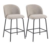 HOMCOM Lot de 2 Tabourets de Bar, Chaises de Bar, Repose-Pieds et Dossier, Tissu Effet Lin, Hauteur d'Assise 68cm, Gris Clair