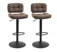 HomCom Lot 2 tabourets de bar capitonnés pivotants&réglables repose-pied PU marron effet vieilli
