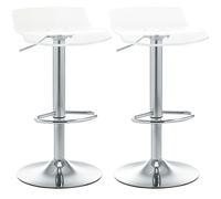 HOMCOM Lot de 2 tabourets de bar design contemporain assise acrylique et piètement métal pivotant 360°hauteur réglable avec repose-pieds