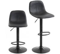 HOMCOM Lot de 2 Tabourets de Bar Hauteur Réglable avec Dossier Noir