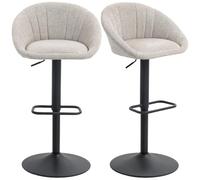 HOMCOM Lot de 2 Tabourets de Bar Hauteur Réglable, Dossier, Beige