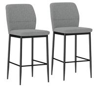 HOMCOM Lot de 2 tabourets de bar hauts de cuisine avec dossier et repose-pieds tapissés en velours, cadre en acier, tabourets hauts modernes pour salle à manger, comptoir gris