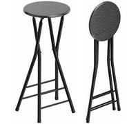 HOMCOM Lot de 2 tabourets de bar pliables avec structure en acier - Avec double repose-pieds - Pour cuisine, salon, salle à manger - Noir
