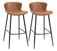 HomCom Lot de 2 tabourets de bar – Similicuir, dossier vintage, H76cm, repose-pieds acier – Marron