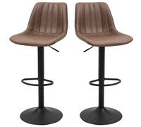 HOMCOM Lot de 2 tabourets de bar style vintage hauteur réglable pivotant avec repose-pied marron