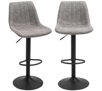HOMCOM Lot de 2 Tabourets de Bar Tabouret Haut Vintage Réglable Gris | Pivotant, avec Repose-Pied