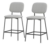 HOMCOM Lot de 2 tabourets de bar, tabourets bistro avec repose-pieds, revêtement en velours, pieds en acier, pour salle à manger, 45 x 49 x 102 cm, Gris clair