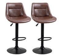 HOMCOM Lot de 2 tabourets de Bar Vintage réglable pivotant avec Repose-Pied revêtement synthétique Marron Effet Vieilli