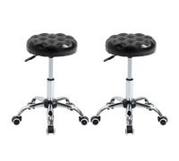 HOMCOM Lot de 2 tabourets massage à roulettes réglable en hauteur pivotant 360° assise synthétique capitonnée noire